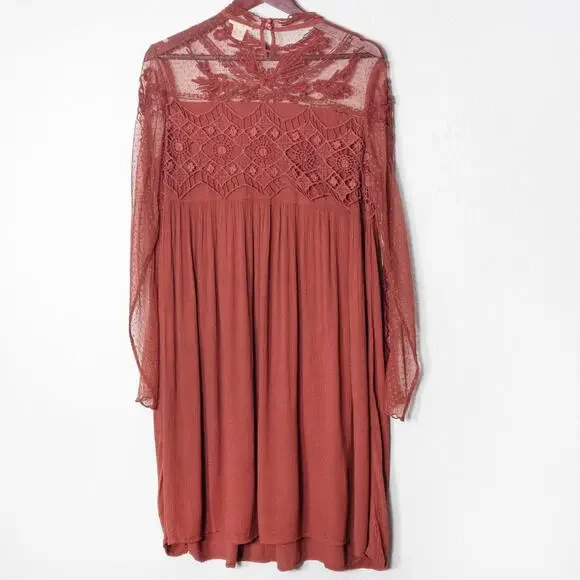 Sundance Lace Dress Rust Size 16 Dark Romantic Gothic Boho - Picture 2 of 10